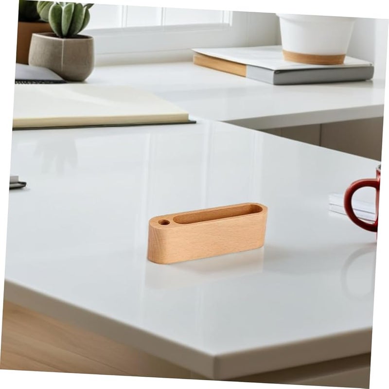 Veemoon 2Pcs Natural Wood Grain Business Card Holder Stand Desk Organizer for Office and Home - Image 4
